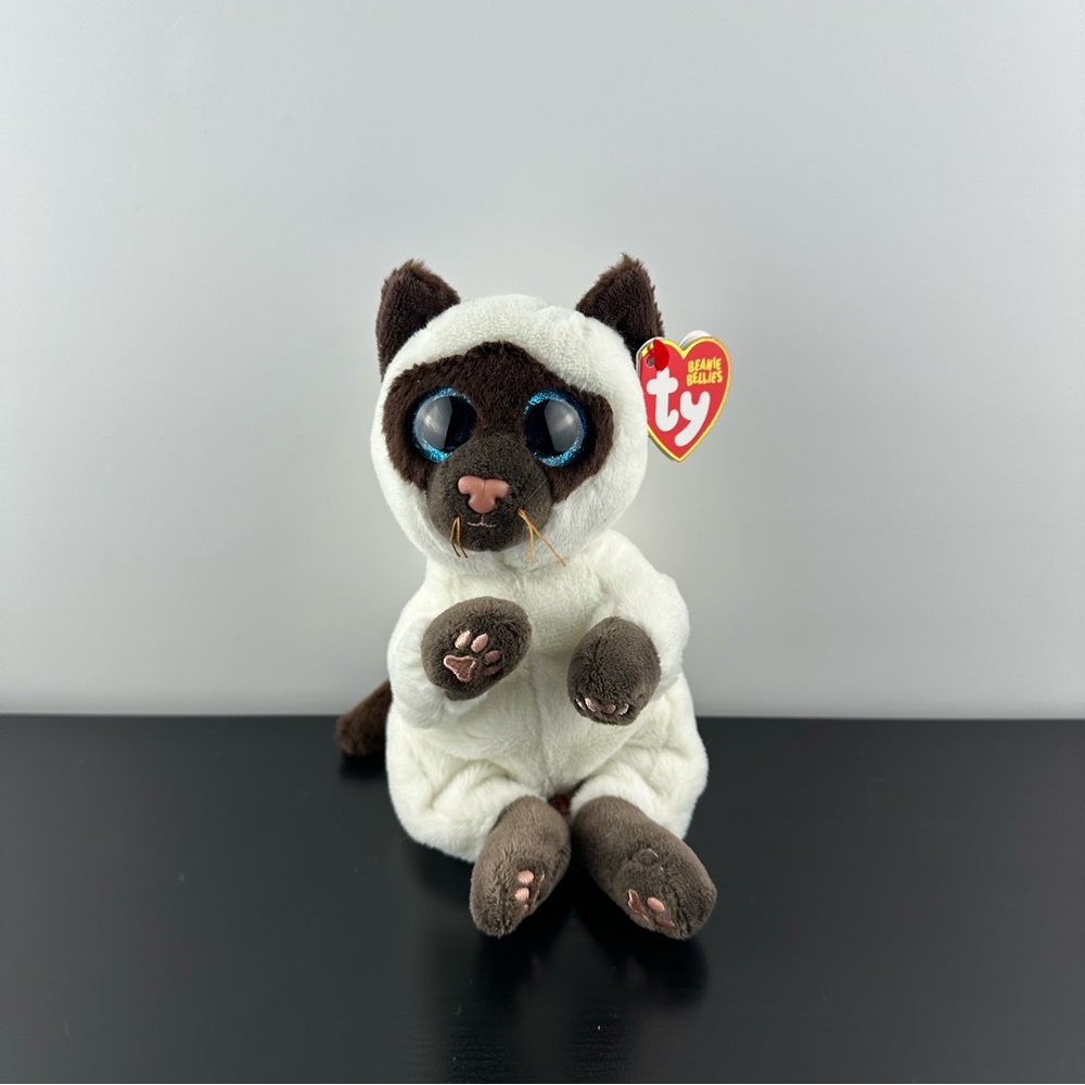 TY Beanie Bellies Miso Siamese Cat Blue Eyes 6” NWT Plush Stuffed Animal